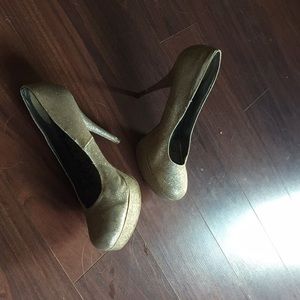 Gold glitter stilettos